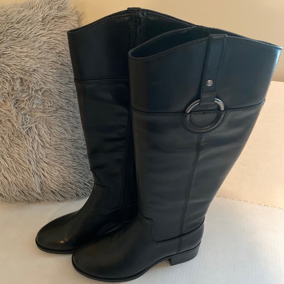 Alfani Bexleyy Black Wide Calf Leather Boots - Picture 5 of 11